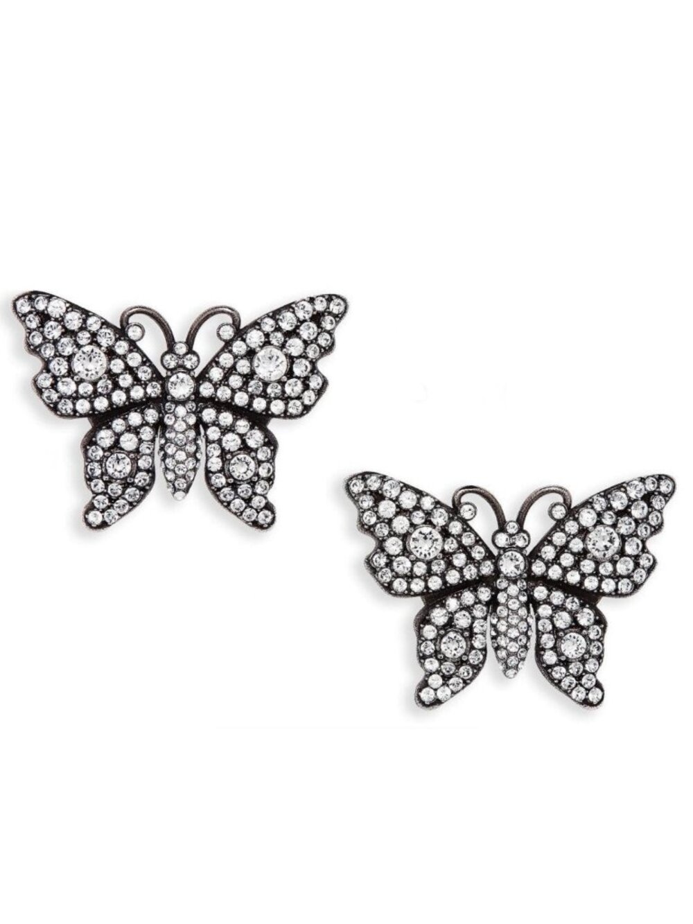 GUCCI Crystal Butterfly Stud Earrings Box Dustbag GIft Butterflies Jewelry 1.5"